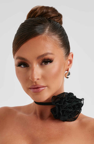 Tilli Floral Neck Tie - Black - glavon