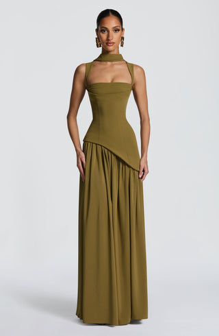 Tullulah Maxi Dress - Deep Olive - glavon