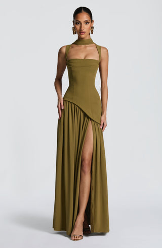 Tullulah Maxi Dress - Deep Olive - glavon