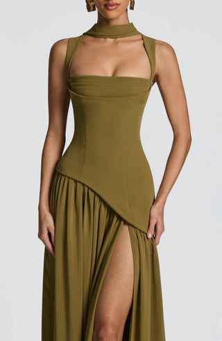 Tullulah Maxi Dress - Deep Olive - glavon