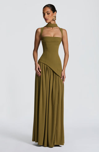 Tullulah Maxi Dress - Deep Olive - glavon