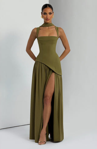 Tullulah Maxi Dress - Deep Olive - glavon
