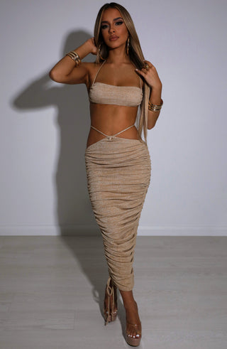 Valencia Maxi Skirt - Gold Sparkle - glavon