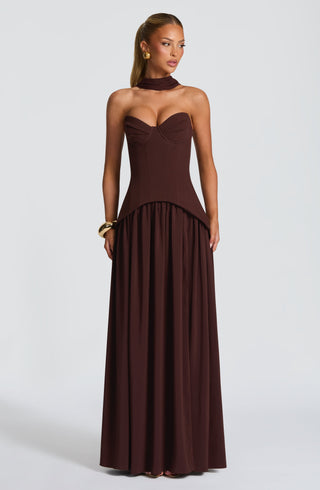 Vietta Maxi Dress - Plum Brown - glavon