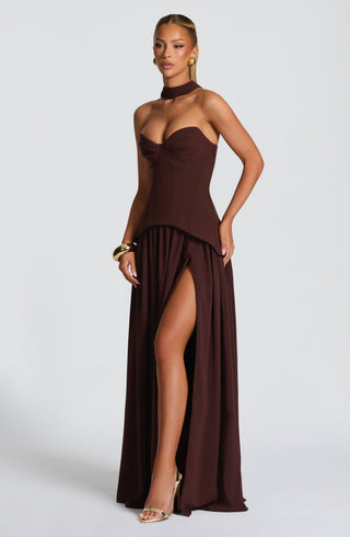 Vietta Maxi Dress - Plum Brown - glavon