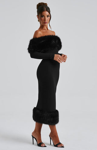 Vittoria Midi Dress - Black - glavon