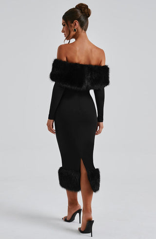 Vittoria Midi Dress - Black - glavon