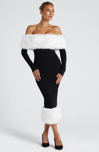 Vittoria Midi Dress - Black/White - glavon