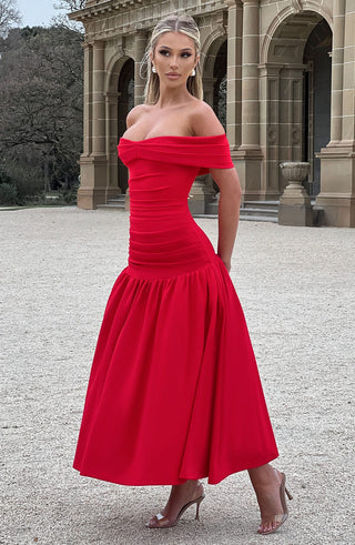 Wilhelmina Midaxi Dress - Red - glavon