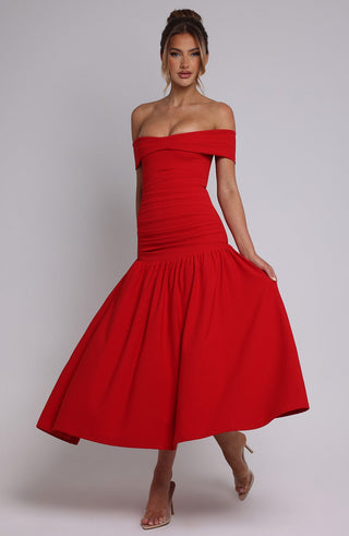 Wilhelmina Midaxi Dress - Red - glavon