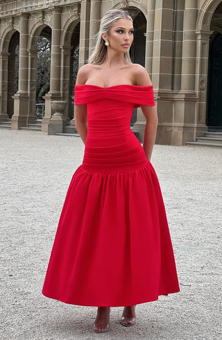 Wilhelmina Midaxi Dress - Red - glavon
