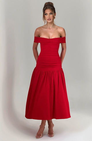 Wilhelmina Midaxi Dress - Red - glavon