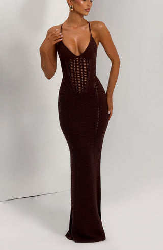 Xanthe Maxi Dress - Plum Brown - glavon