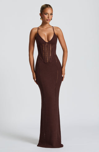 Xanthe Maxi Dress - Plum Brown - glavon