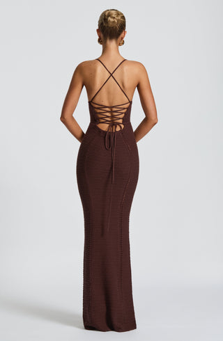 Xanthe Maxi Dress - Plum Brown - glavon