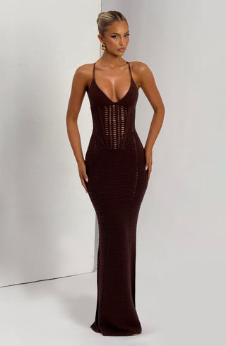 Xanthe Maxi Dress - Plum Brown - glavon