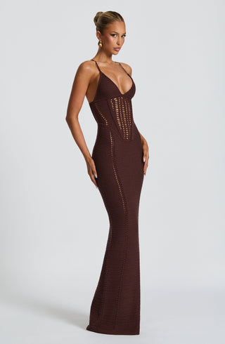 Xanthe Maxi Dress - Plum Brown - glavon