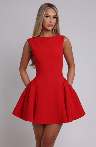 Yalina Mini Dress - Red - glavon