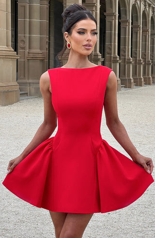 Yalina Mini Dress - Red - glavon