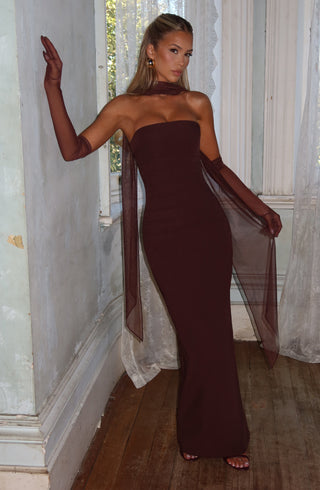 Yulia Maxi Dress - Plum Brown - glavon