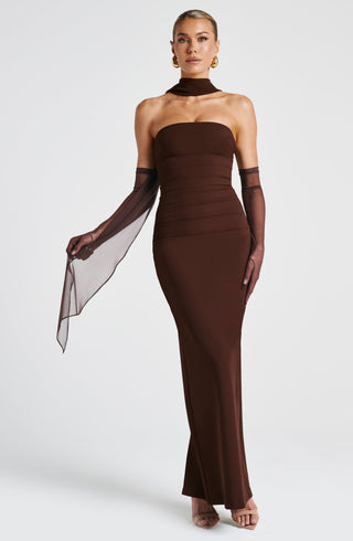 Yulia Maxi Dress - Plum Brown - glavon