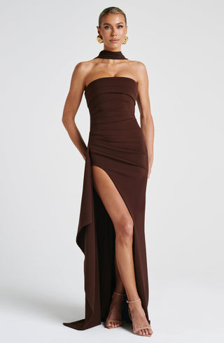 Zafira Maxi Dress - Plum Brown - glavon