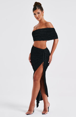 Zina Midi Skirt - Black - glavon